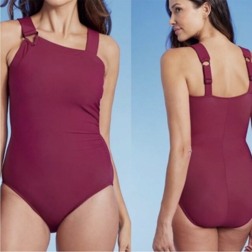 Maroon One Piece Bathing Suit